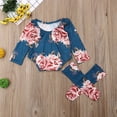 thumbnail image 2 of One opening Newborn Baby Long Sleeve Romper Large Floral Jumpsuit Girl Warm Leg Socks Outfit 0-24M, 2 of 6