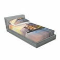 thumbnail image 3 of Cityscape Bedding Set with Sheet & Covers, Old Mediterranean Town Camogli of Italy at Sunrise Colorful Scenic Landscape, Printed Bedroom Decor 2 Shams, 4 Sizes, Peach Yellow, by Ambesonne, 3 of 3