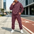 thumbnail image 5 of Delconic Mens 2 Piece Hoodie and Jogger Set Pullover Hooded Sweatshirt with Kangaroo Pocket Drawstring Pants Casual Tracksuit Wine S, 5 of 9