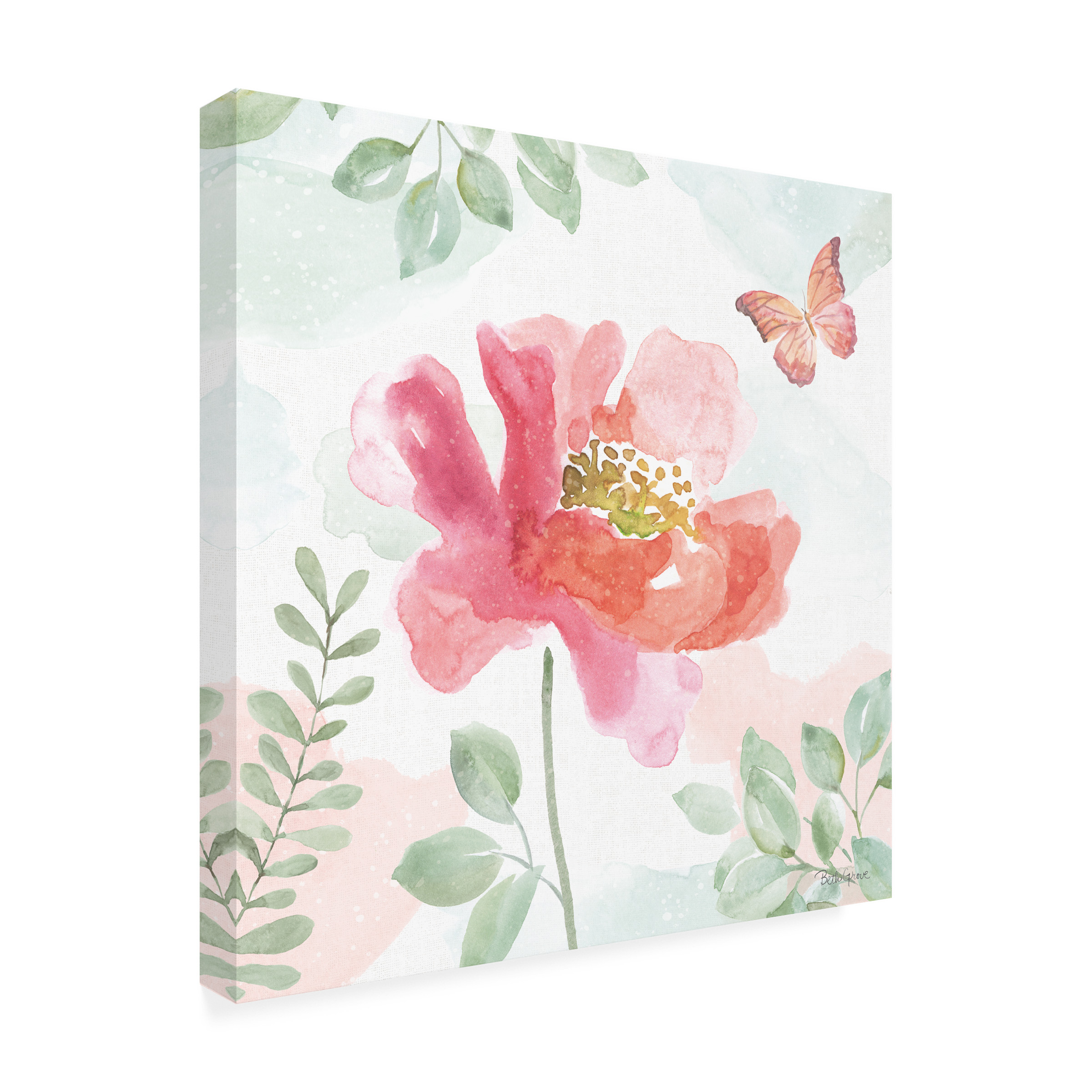 Trademark Fine Art 'Watercolorful Pink and Green II' Canvas Art by Beth Grove