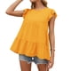 thumbnail image 3 of Camiseta de mujer Verano Encaje Cuello redondo Manga corta Casual Top suelto, Amarillo, L Inevent AP001322-11, 3 of 7