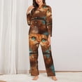 thumbnail image 2 of Balery Strong Kitten Lifting Weights Conjunto de Pijama con Estampado para Mujer, Conjunto de Dos Piezas con Manga Larga, Ropa de Dormir Suave con Bolsillos, Pijamas Cómodos-XX-Large, 2 of 7