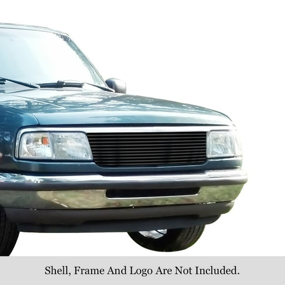 1993-1997 Ford Ranger Not For 4Wd Stainless Steel Black Powder Coated Finish 8X6 Horizontal Billet Black Stainless Steel Billet Grille
