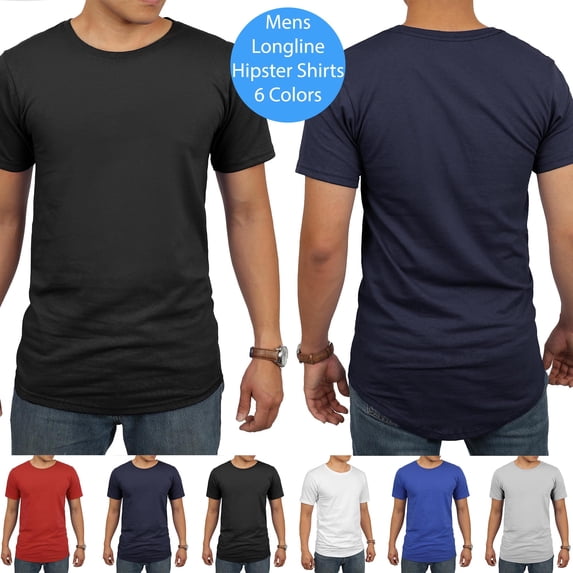 Ma Croix Men's Hip Hop Longlined Casual Crew Neck Basic T Shirts