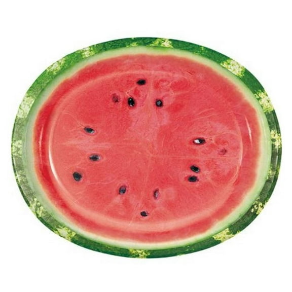 Farm Fresh Watermelon 8 Ct 12 x 10" Oval Banquet Paper Plates Platters