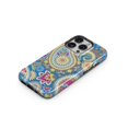 thumbnail image 3 of DesignSkinz Scratch-Resistant Hard Slim Case Compatible with iPhone 16 (Compatible with MagSafe) - Subtle Blue & Yellow Paisley Pattern, 3 of 9
