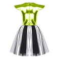 thumbnail image 3 of iiniim Women Outer Space Flight Outfit Shiny Metallic Sleeveless Dress Halloween Alien Costume Fluorescent Green M, 3 of 7