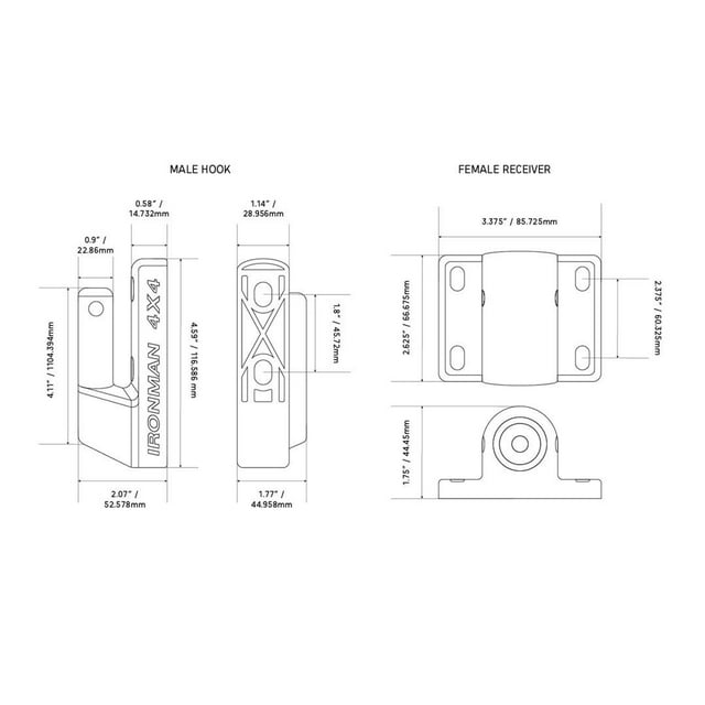 Ironman 4x4 Support de Store IAWNINGQR pour Utilisation avec Auvents Ironman; Libération Rapide; Noir