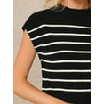 thumbnail image 4 of DARING DIVA Cap Sleeve Sweater Vest Mock Neck Ribbed Knit Pullover Top L Black, 4 of 7