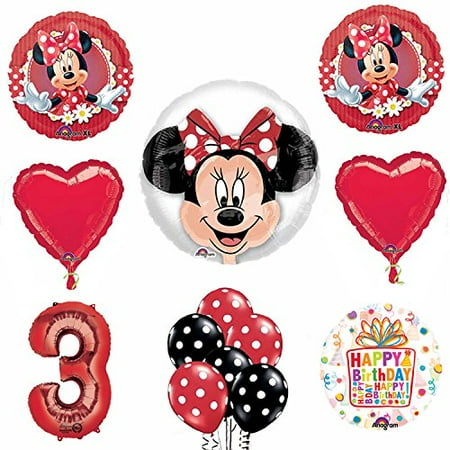 Minnie Mouse 3rd Birthday Party Supplies And Red Bow 13 Pc