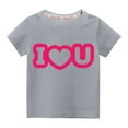 thumbnail image 1 of Pisexur Mode Mignon pour Tout-Petits Garçons Filles Couleur Unie Col Rond Saint-Valentin Imprimé Cœur Manches Courtes, 1 of 3