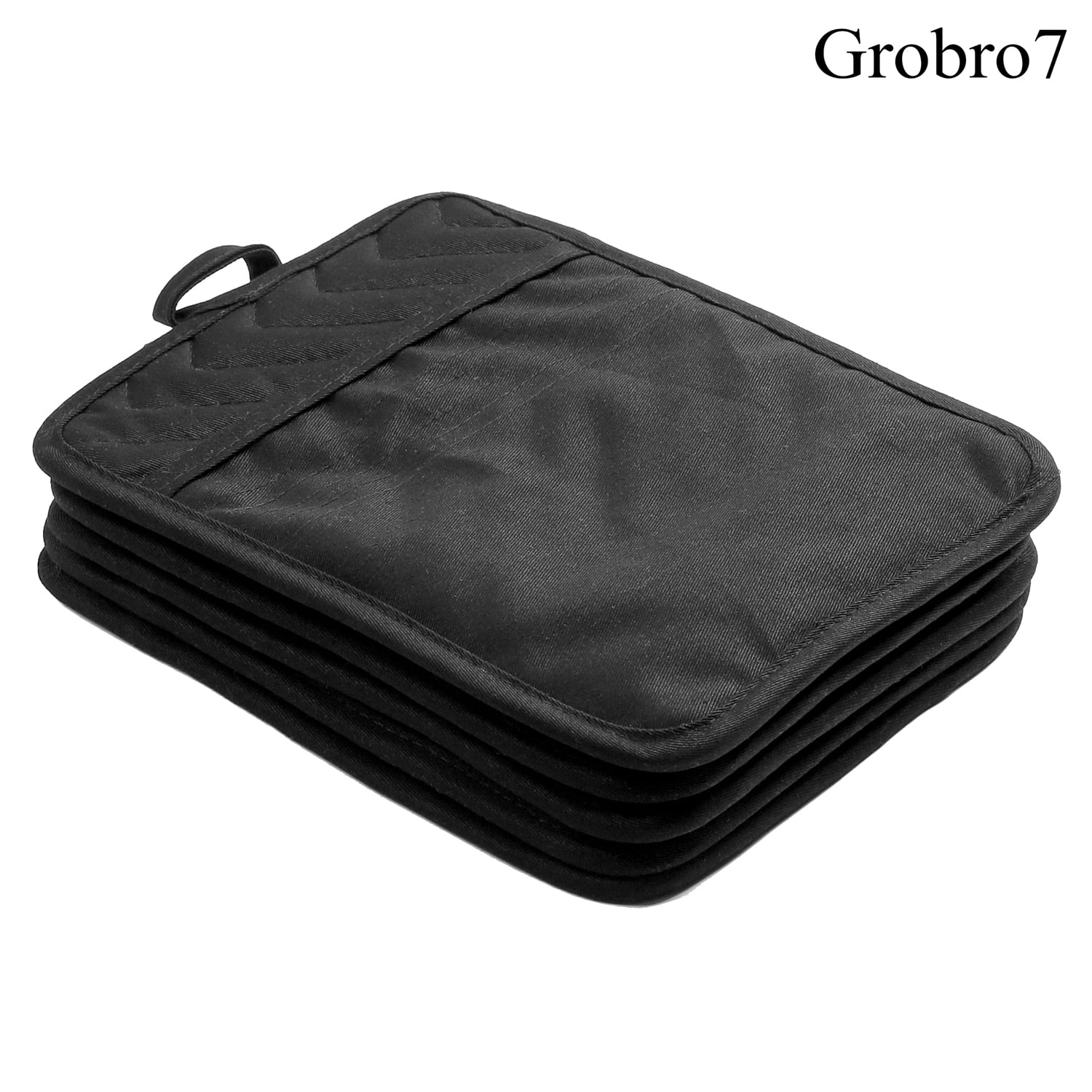 GROBRO7 6Pcs Cotton Oven Mitts and Pot Holders Set Durable Hot Pads Machine  Washable BBQ Gloves Heat Resistant Pocket Pot Holder with Hanging Loop for