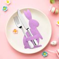 thumbnail image 4 of weibbin Easter Bunny Utensil Cutlery Set 4 Holders Bunny Shape Silverware Felt Pouch Bags Utensil Sleeve Pockets for Spring Wedding Birthday Table Place Settings Tableware Party Supplies, 4 of 6