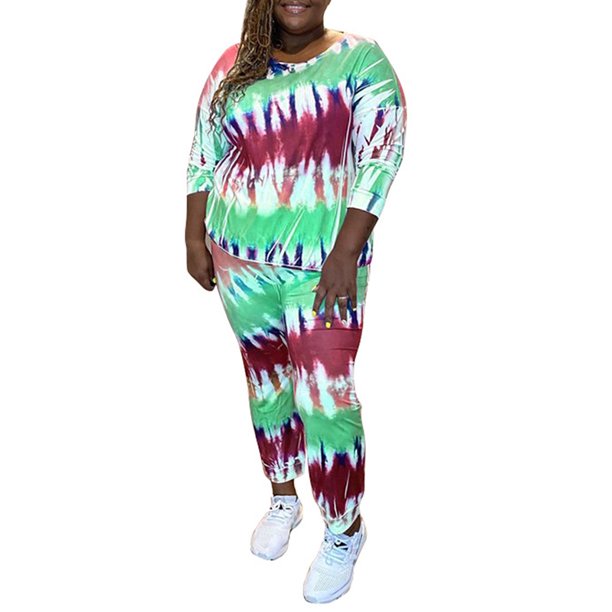 tie dye tracksuit set plus size