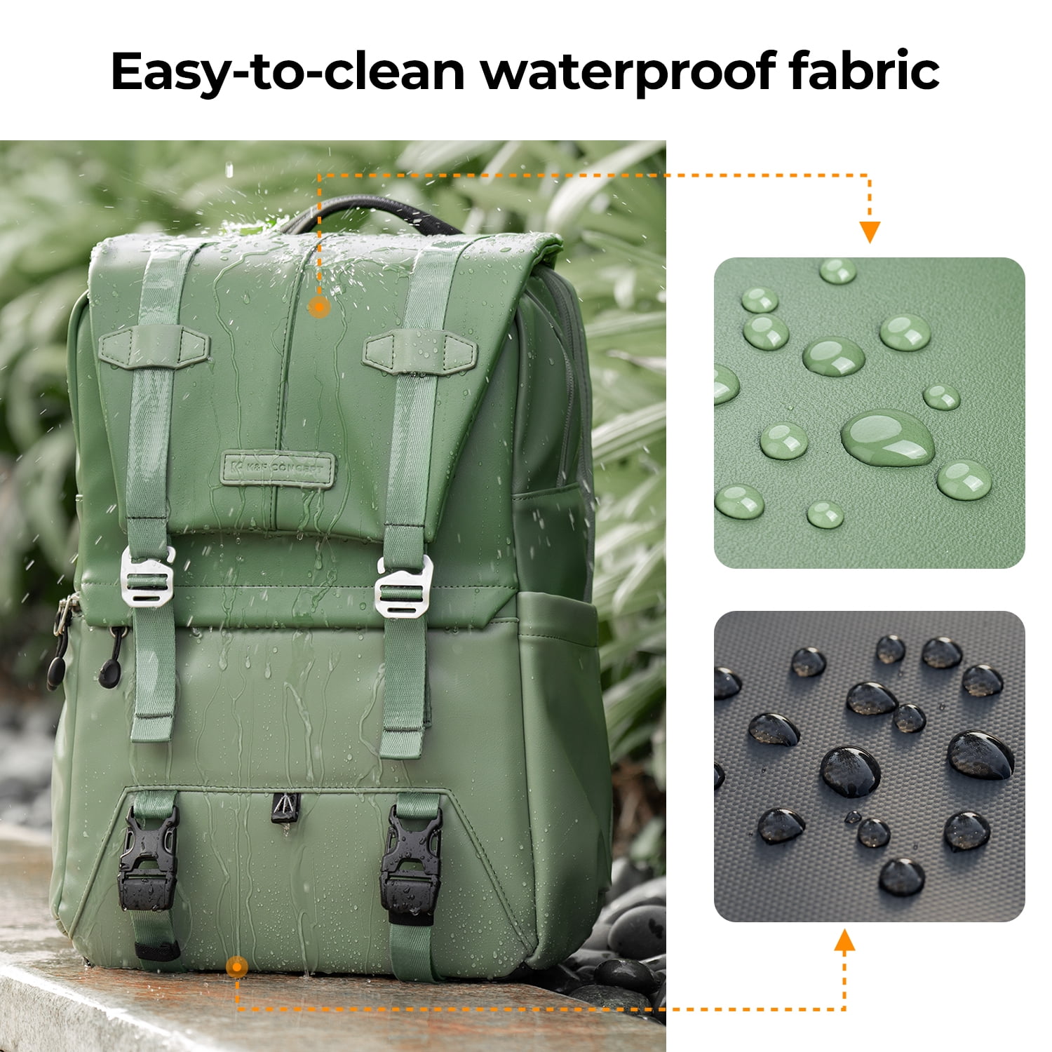 K&F CONCEPT Camera Backpack for 15.6" Laptop, Camera Case for Photography and Travel Use, Camera Bag with Weatherproof Rain Cover-17.7x12.2x7.87inch