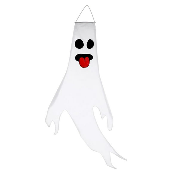 BGZLEU Halloween Ghost Windsocks, Solar Powered Glowing Halloween Outdoor Hanging Windsocks, 61 Inch Spooky Halloween Light Up Ghost Decorations for Door Window Tree Yard Porch Party, H