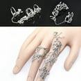thumbnail image 4 of Soumake Chain Ring Flower Pattern Finger Jewelry Adjustable Women Chain Link Finger Ring for Wedding, 4 of 8