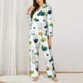 thumbnail image 2 of Pajamas for Women Sets, Wine Print No.J918 Lounge Sets Long Sleeve Button Down Night Shirts Sleepwear Pjs, 2 of 6