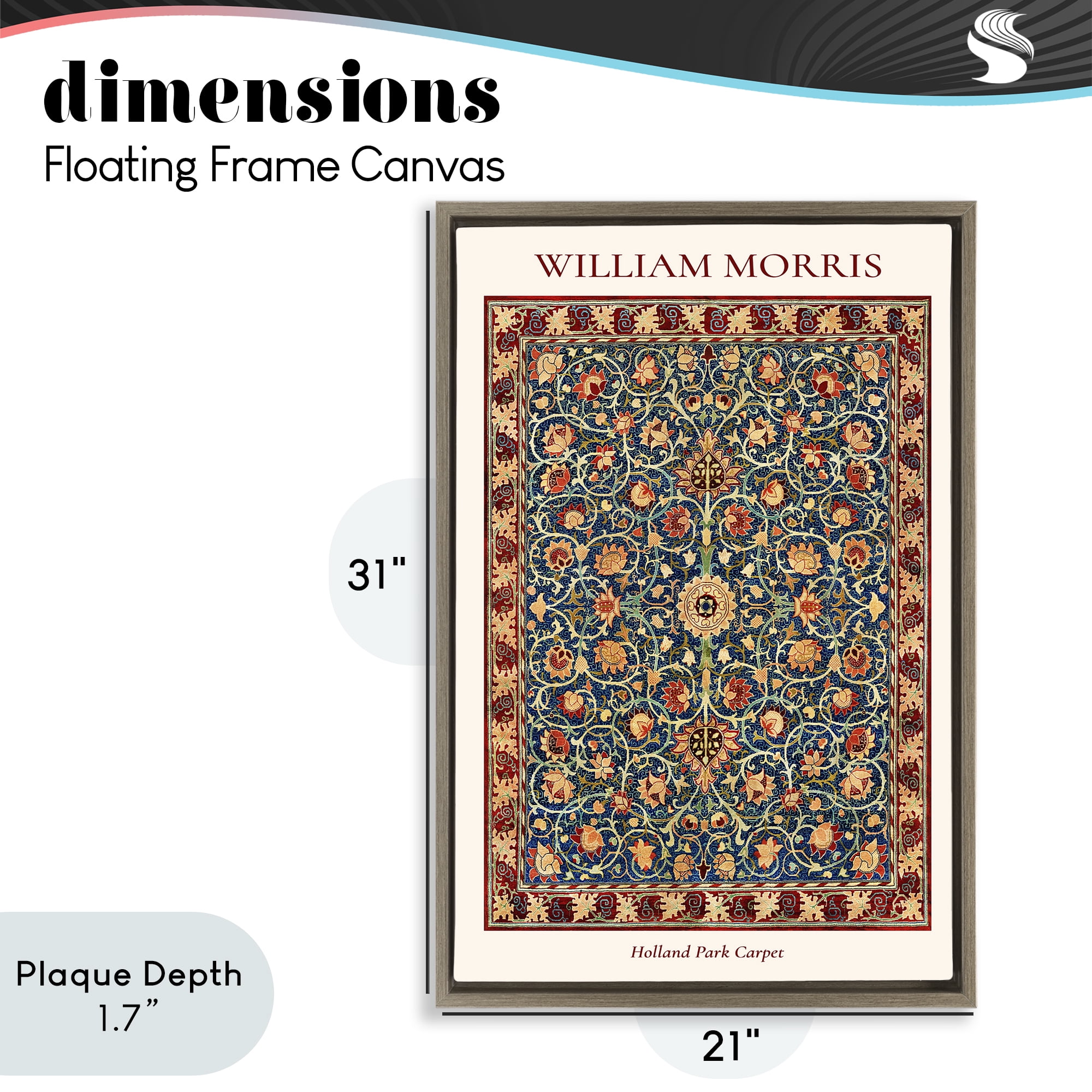 Stupell Industries Holland Park William Morris Design Brown Framed Floater Canvas Wall Art, design by Vintage Hustle