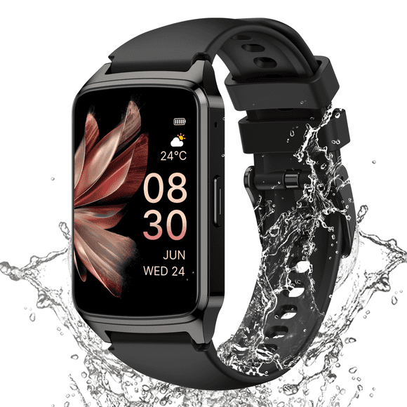 Montre Intelligente de Suivi de Condition Physique pour Femmes et Hommes, Passer/répondre aux Appels avec Suivi de la Condition Physique et du Bien-être, Plus de 100 Modes Sportifs, Compteur de Pas et de Calories, IP68 Étanche, Compatible avec Android et iPhone, Noir