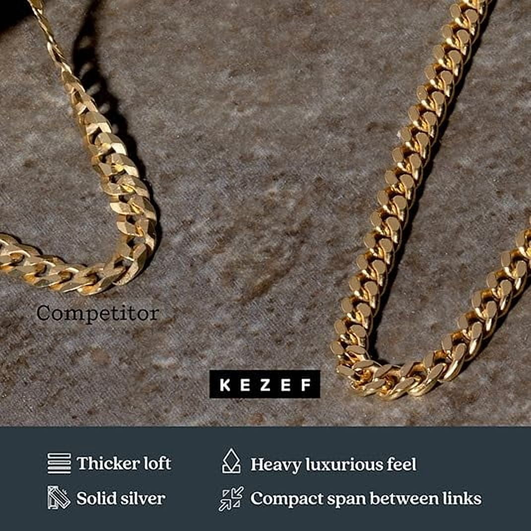 Kezef Rose Gold Chain Necklace for Men & Women – 3mm Cuban Link, Rose Gold-Plated Sterling Silver, Italian Made, Hypoallergenic, Tarnish Resistant, 22 Inch