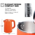 thumbnail image 4 of Secura Stainless Steel Double Wall Electric Kettle Water Heater for Tea Coffee w/Auto Shut-Off and Boil-Dry Protection, 1.0L (Orange), 4 of 7