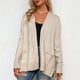 thumbnail image 5 of Cárdigan de punto para mujer, color albaricoque, suave, informal, con frente abierto, suéter de punto, cárdigan de otoño, abrigo con bolsillo, albaricoque S, 5 of 8