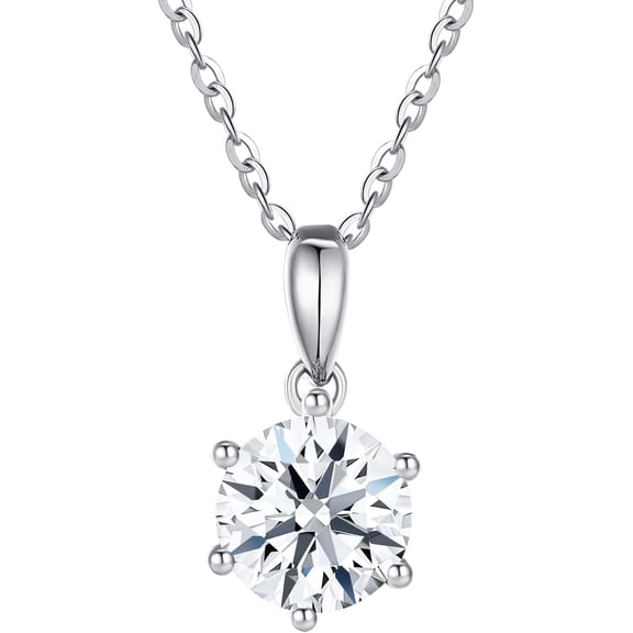 YMCSTONEMA D Color Moissanite Solitaire Tennis Pendant Necklaces For Women,Sterling Silver With 18K White Gold Plated,Clarity Mossanite Jewelry For Women[xl6184]
