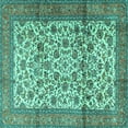 thumbnail image 1 of Ahgly Company Machine Washable Indoor Square Persian Turquoise Blue Traditional Area Rugs, 3' Square, 1 of 4