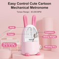 thumbnail image 2 of Easy Control Cute Cartoon Mechanical Metronome for Piano Drum Guitar Violin Ukulele Players with Bell, Pink-Rabbit, 2 of 8