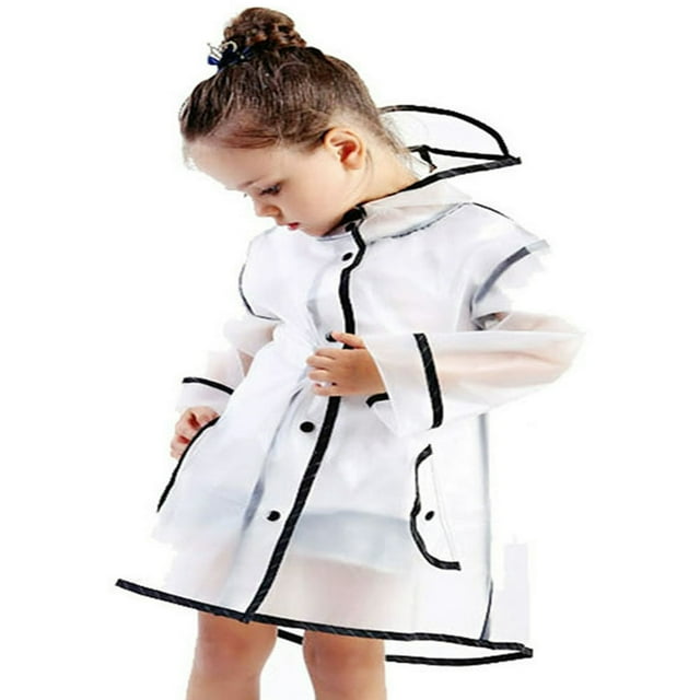 DEBGFS Enfants Garçons Filles Imperméable Transparent à Capuche Protection Blanc 3-6 Ans, Blanc, 1-3 Ans