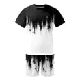 thumbnail image 4 of Summer Outfits for Men 1/5 Short Sleeve Tie-Dye Oversized Matching T-Shirt and Shorts Fashion Outdoor Casual Outfits Sport Suits,White,L, 4 of 5
