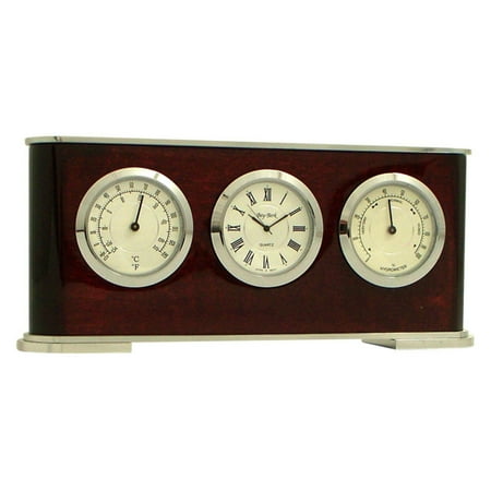 - Bey-Berk International Rosewood Weather Station Desktop Clock