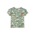 thumbnail image 5 of Abcomgle Girls Shirts Size 7-8 Crewneck Vintage Floral Print Toddler Girls T-Shirts Double Layer Ruffle Short Sleeve Tshirts Toddler Summer Cute Cotton Toddler Tops Girls, 5 of 5