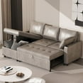 thumbnail image 3 of AECOJOY Sofa Bed, 3 in 1 Sleeper Sofa with Storage Chair, Faux Leather L Shape Couch, Sectional Pull Out Sofa Bed Mid Century Modern Couch for Living Room Clearance, Comfy Sleeper Couch in Grey, 3 of 8