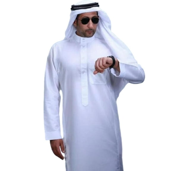 Aellinatey Men Muslims Thobe Middle East Shemagh Saudi Arab Kaftan Islamic Abaya Dress