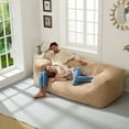 thumbnail image 2 of HOMGUAVA Oversized Bean Bag Chair Sofa for Adults, Giant Beanbag Couch, Comfy Chair Lazy Sofa with Soft Sherpa Teddy Cover, Khaki, 2 of 7