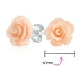thumbnail image 4 of Bling Jewelry Womens Romantic Delicate Floral 3D Pale Pink Carved Flower Rose Stud Earrings Mother Post Rhodium Plated, 4 of 6