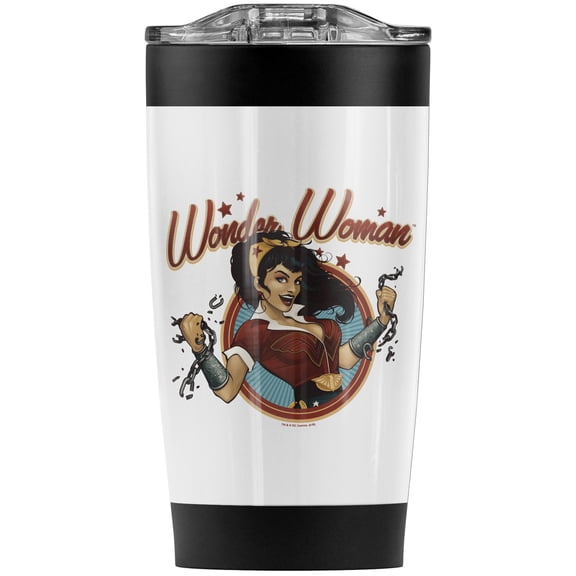 Wonder Woman Wonder Break Stainless Steel Tumbler 20 oz Coffee Travel Mug/Cup, Vacuum Insulated & Double Wall with Leakproof Sliding Lid | Great for Hot Drinks and Cold Beverages