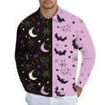 thumbnail image 5 of Men's Halloween Casual Long Sleeve Shirts Half Button Casual Pullover Trendy Fall Tops, 5 of 6