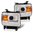 thumbnail image 2 of AJP Distributors Chrome Housing Amber Signal Driving Projector Headlights Lamps Assembly LH+RH Compatible/Replacement For GMC Sierra 1500 2500HD 3500HD 2014 2015 2016 2017 2018 2019 14 15 16 17 18 19, 2 of 9