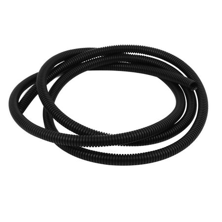 Black Plastic 11.5mm x 8.5mm Flexible Corrugated Conduit Pipe Hose Tube 2M
