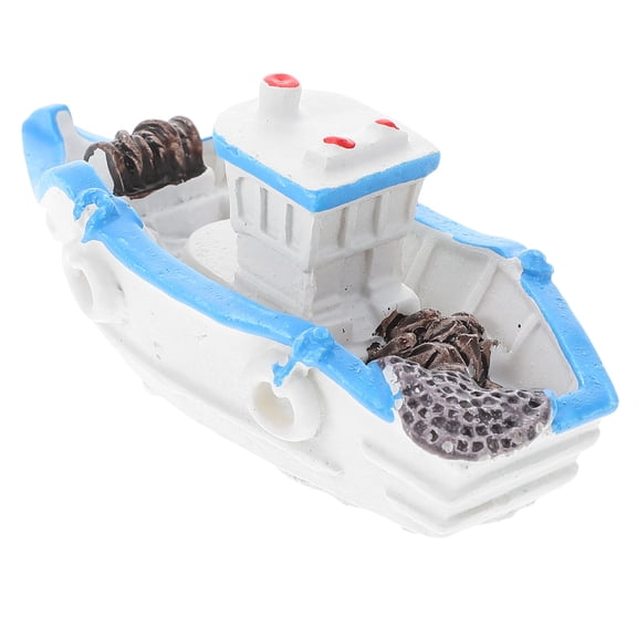 YUYUETIME Small Resin Boat Ornament for Desktop and Dollhouse Beach Themed Decoration