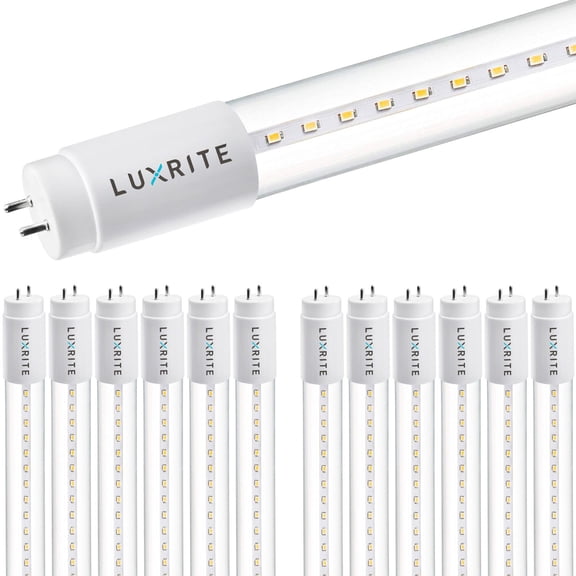 Luxrite 12-Pack 4FT T8 LED Tube Light Ballast and Ballast Bypass 13W=32W 3000K Soft White Damp Rated UL Listed