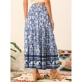 thumbnail image 3 of DARING DIVA Women's Bohemian Tassels Elastic Waist Floral Maxi Skirt 2XL Blue, 3 of 6