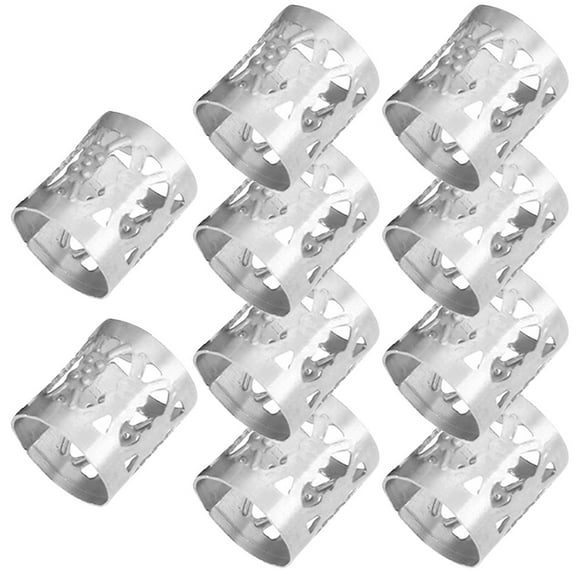 WHAMVOX 10pcs Mix Color Adjustable Hair Wig Dread Locks Cuffs Clip Braiding Dreadlocks Beads for Hairstyle (Silver)