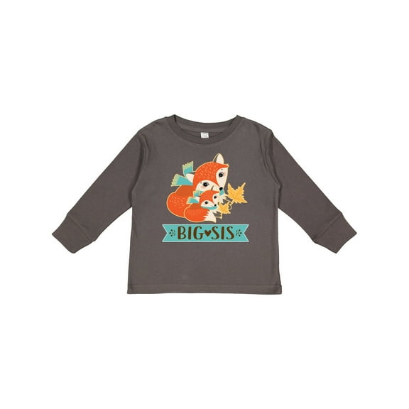 Inktastic Big Sis Woodland Fox Sister Girls Long Sleeve Toddler T-Shirt