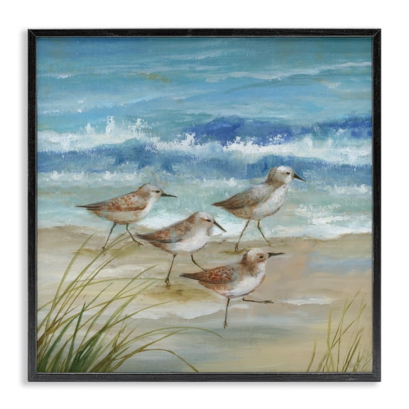 Stupell Industries Rustic Lodge Sandpiper Gathering View Black Framed Giclee Art, 12 x 12, by Nan