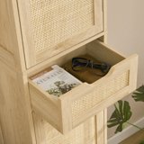 FANGSUM Tall Rattan Bathroom Cabinet, Freestanding, Adjustable Shelves ...