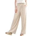 thumbnail image 2 of UAMVSH Women's Striped Casual Pants Comfy Elastic Waist Wide Leg Pants Fashion Loose Drawstring Lounge Trousers with Pockets, 2 of 7